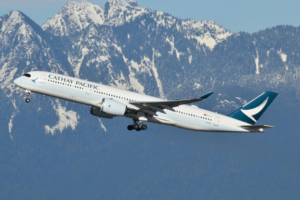 Cathay Pacific plane taking off