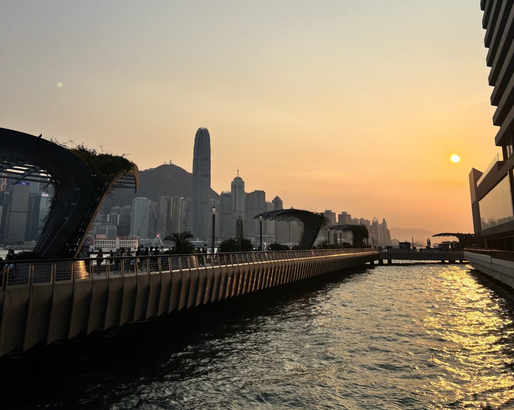 sunset view of Hong Kong Island from K11 Musea