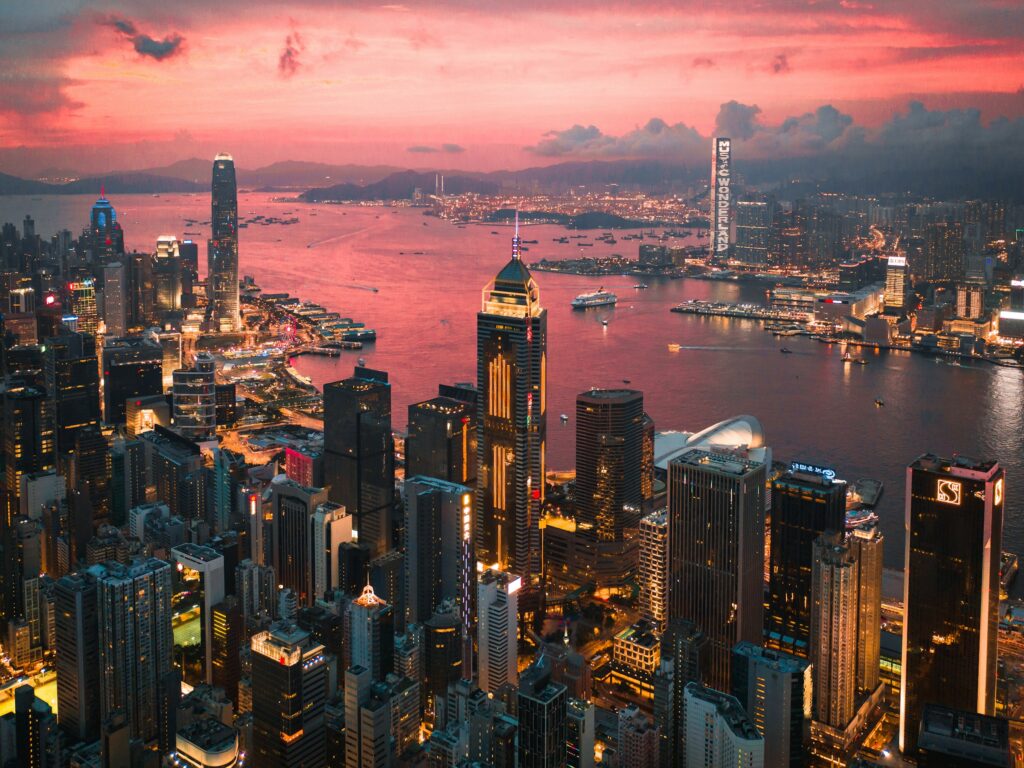 Hong Kong skyline at sunset