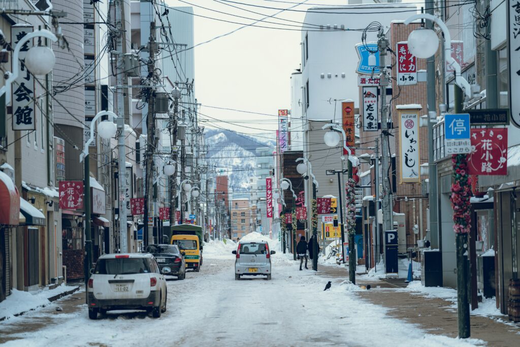 Sapporo-shi streets in winter