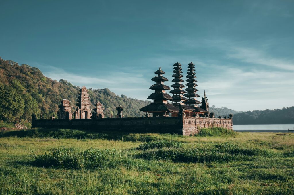 Bali temple in open field