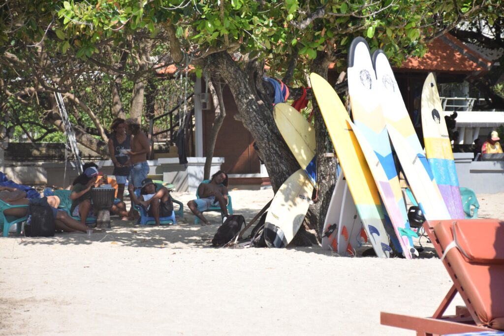 Surfboard rentals on the beach in Bali