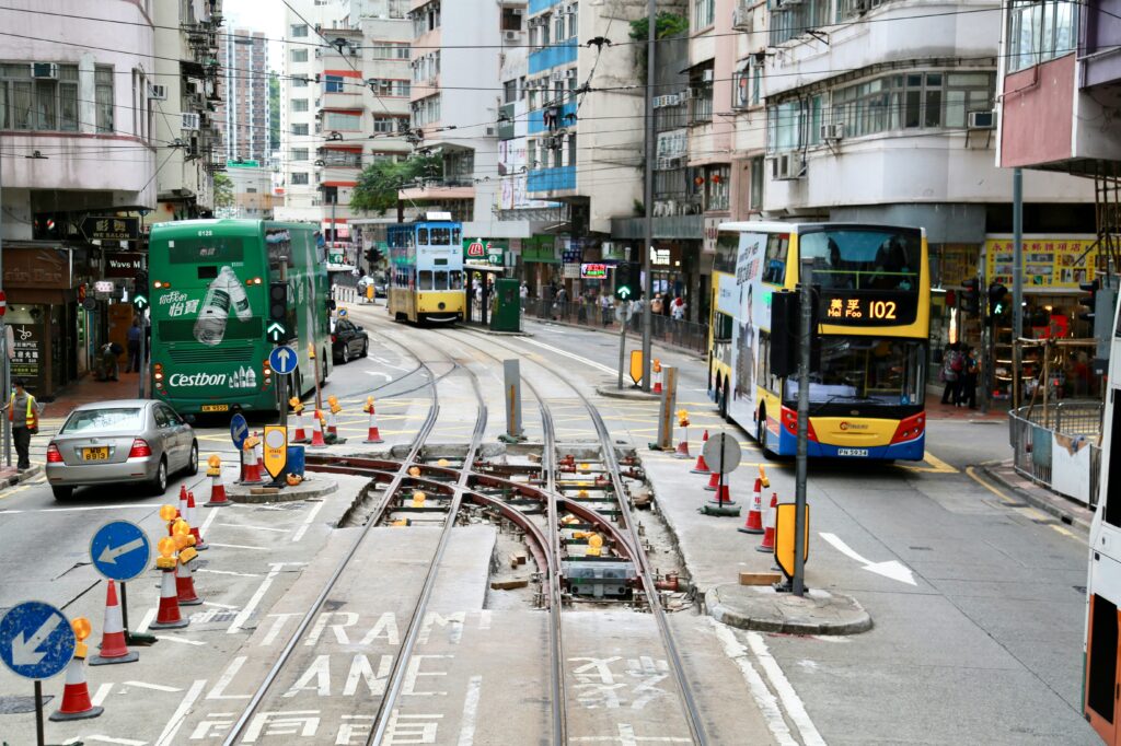 Hong Kong tram and buses