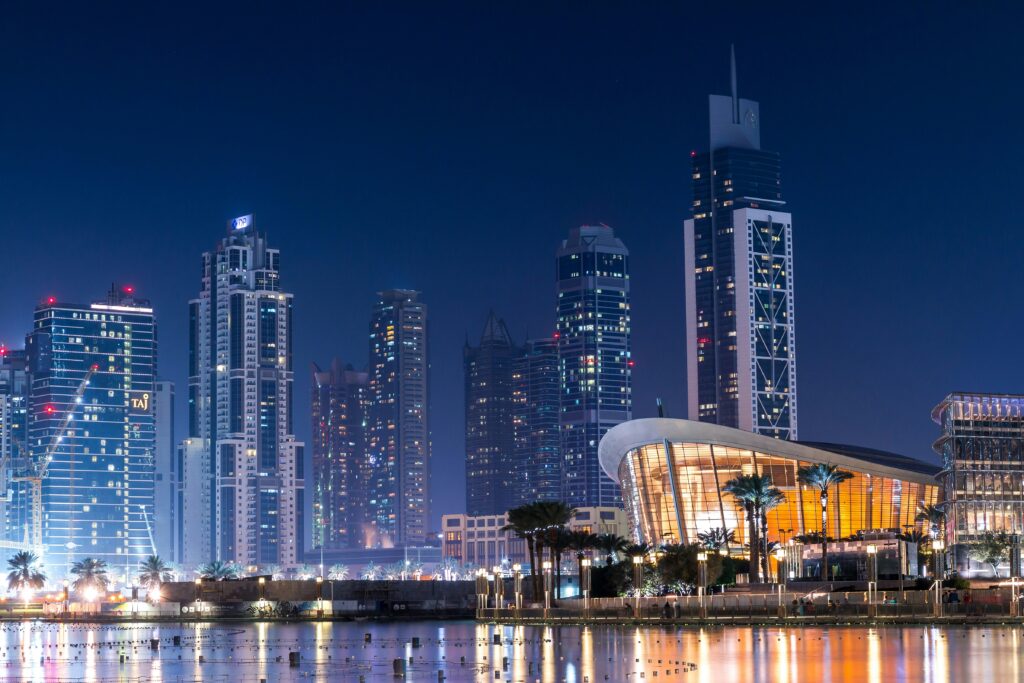 Dubai skyline at night