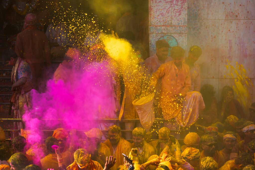 Holi pink and yellow powders