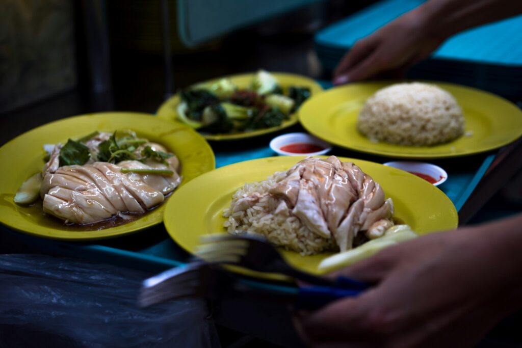 chicken rice at Maxwell Food Centre