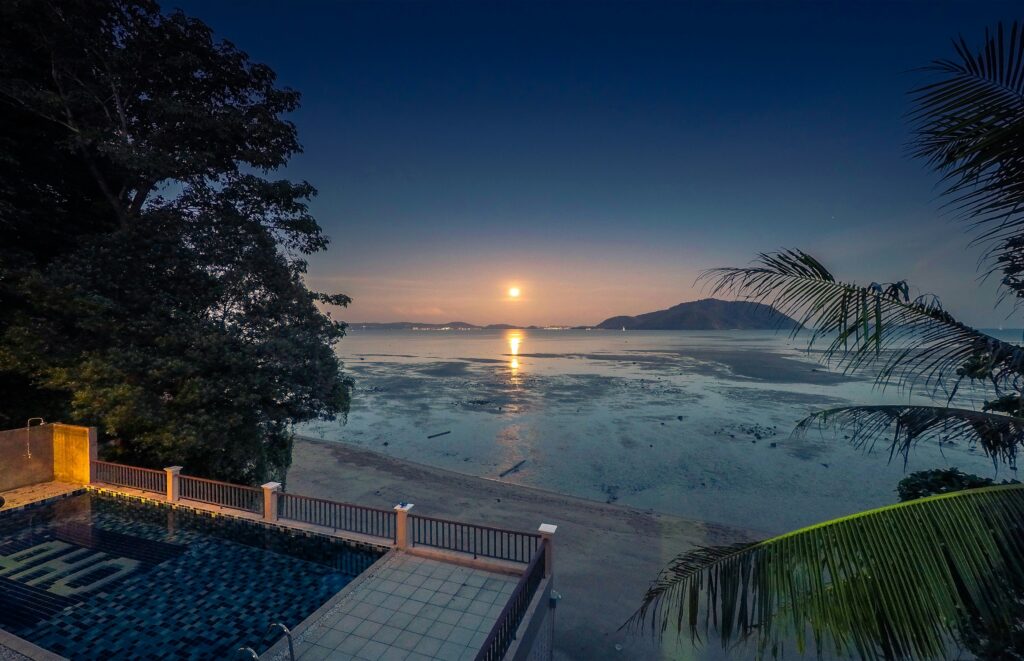 full moon Thailand over beach