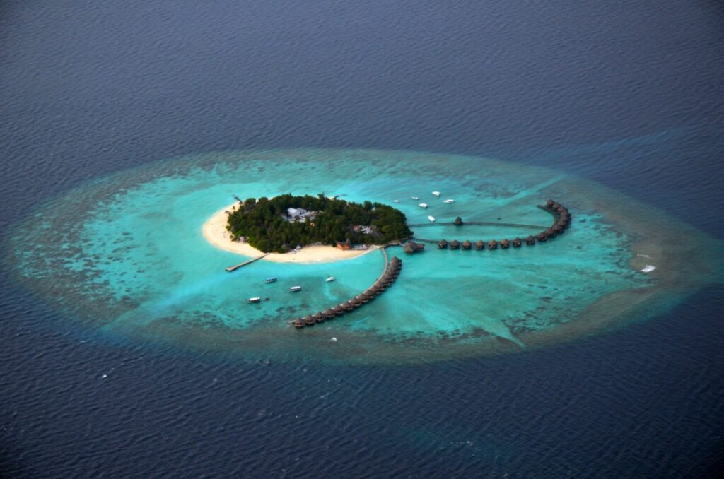 Maldives island aerial view