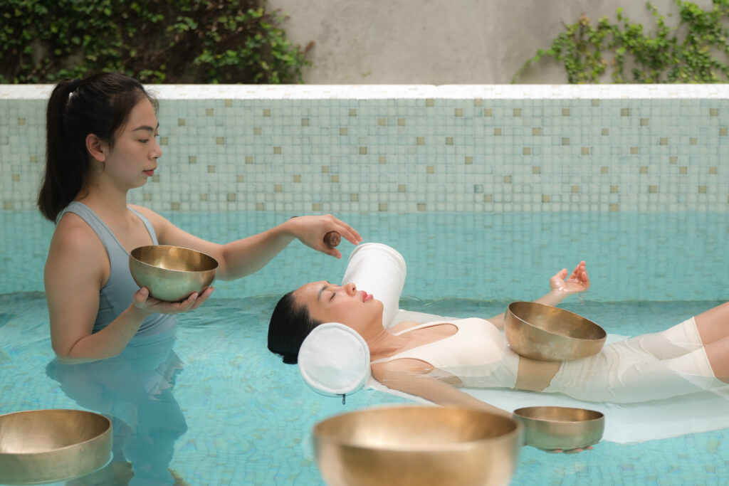 Rosewood Phuket sound healing in pool