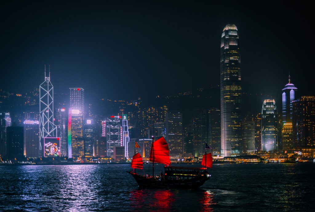 Hong Kong Island skyline at night